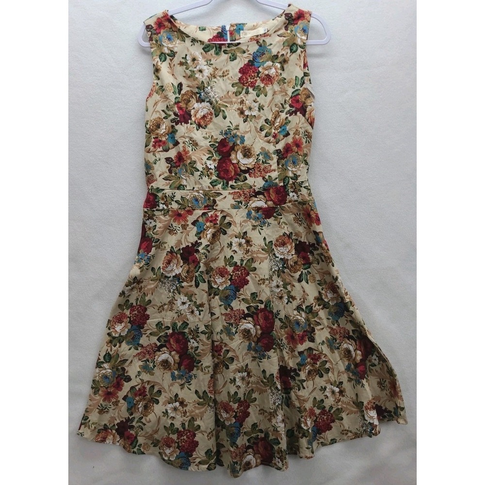 Mystic Girl Floral Fit and Flare Tie Back Midi Dress XL Party Cruise Resort Wear